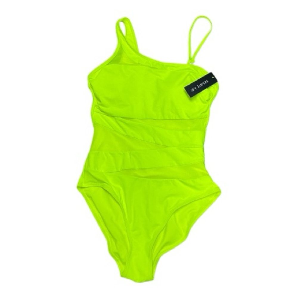Tempt Me - NWT - Neon Yellow Green One-Shoulder Swimsuit - Picture 7 of 8